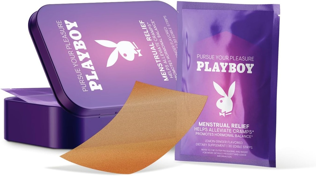 AVID Playboy - Menstruacyjna ulga PMS Paski doustne (30 Jadalne paski) Szybkie rozpuszczanie PMS Rampy ulgi i Hormonalne Paski równowagi dla kobiet - Lemon Ginger aromat wielofunkcyjny PMS Suplement dla kobiet