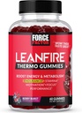 Czynnik siłowy LeanFire Thermo Gummies z B12 Witaminy, Kofeina, & Zielona Fasola Kawowa, Boost Energy, Metabolizm, Endurance, Stamina, Motywacja, Focus, & Performance, Pre Workout Gummies, 60 Gummies