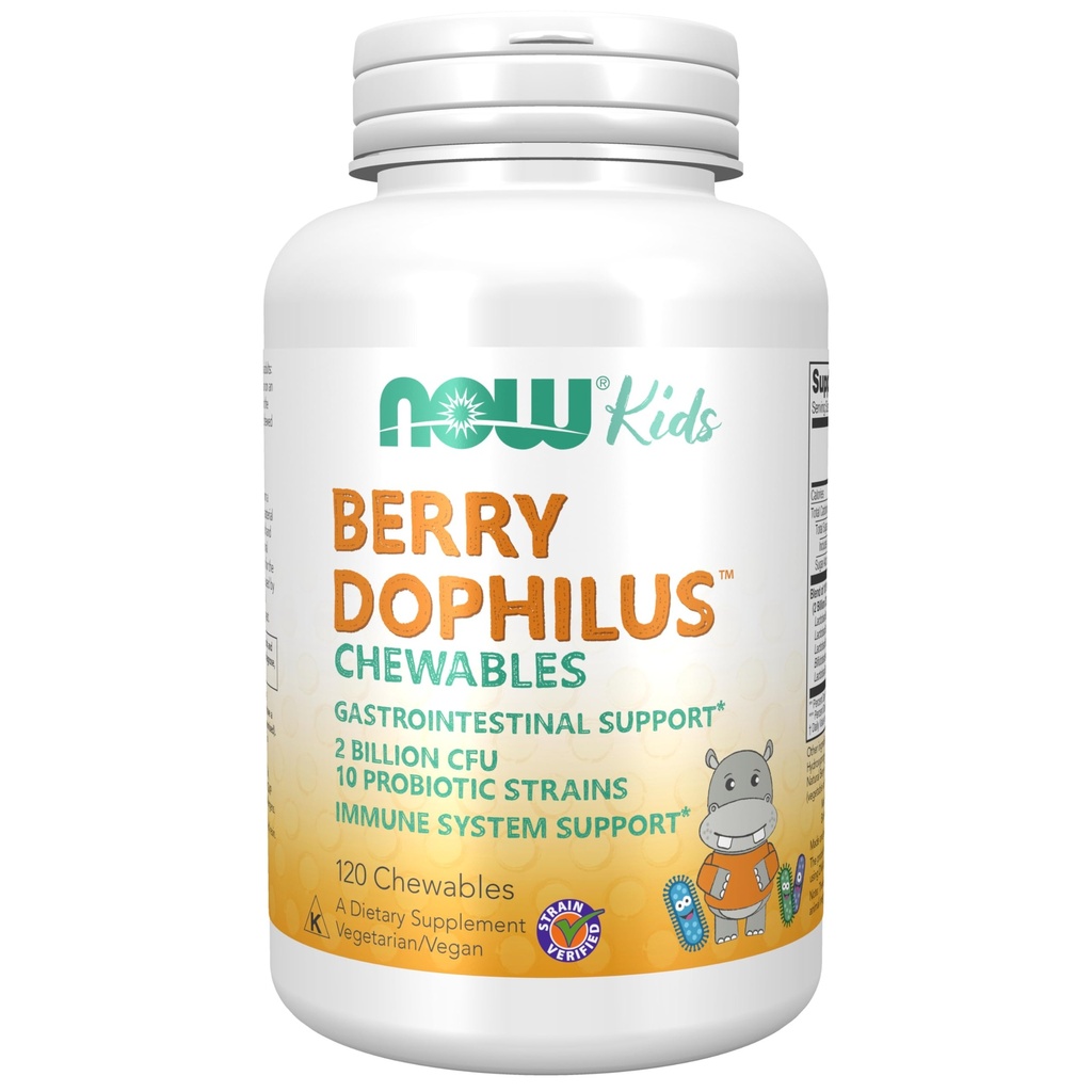 Teraz żywności Suplementy, BerryDophilus ™ z 2 Miliard, 10 szczeliny probiotyczne, Xylitol Sweetened, Szczepy zweryfikowane, 120 Chewables, opakowania mogą się różnić