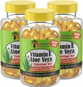 Sunshine Naturals Witamina E i Aloe Vera Moisturizer. Nawadniająca formuła na suchą skórę, kojąca ulga, nurzanie i elastyczność skóry. Promuje miękkie, i Healthy- Looking Skin. 60 Fials. Opakowanie zawierające 3