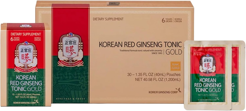 Koreański czerwony Ginseng Tonic Gold Azji Panax Ginseng ekstrakt Tonik - 30 Pouches Drink