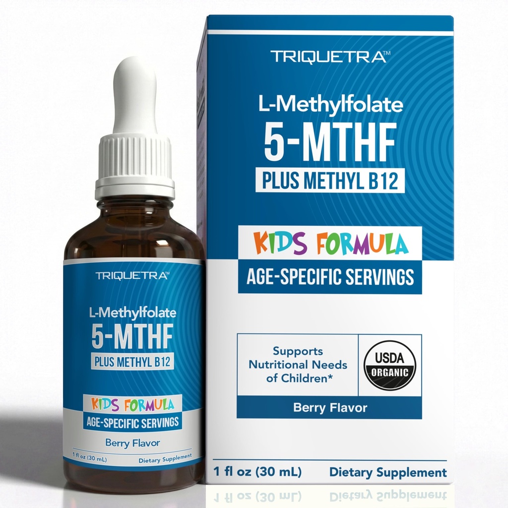 Metylofolat organiczny + kofaktor metylowy B12 - organiczny aromat jagodowy, postać podjęzykowa - 5- MTHF Forma, Superior Form of Folate - Regulowana dawka dla wszystkich wieków - nastroje, zachowania, kognitywność - 1 oz.