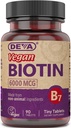 DEVA Vegan Biotin Supplement 6000 µg - Easy- to- Połknięcie witaminy B7, małe tabletki, 90 Liczba