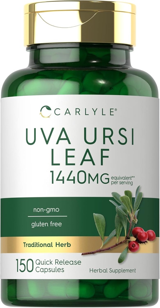 Carlyle Uva Ursi Kapsułki 124; 1440mg 124; 150 Hrabia 124; Ekstrakt Herbal Leaf 124; Non-GMO 124; Suplement Gluten