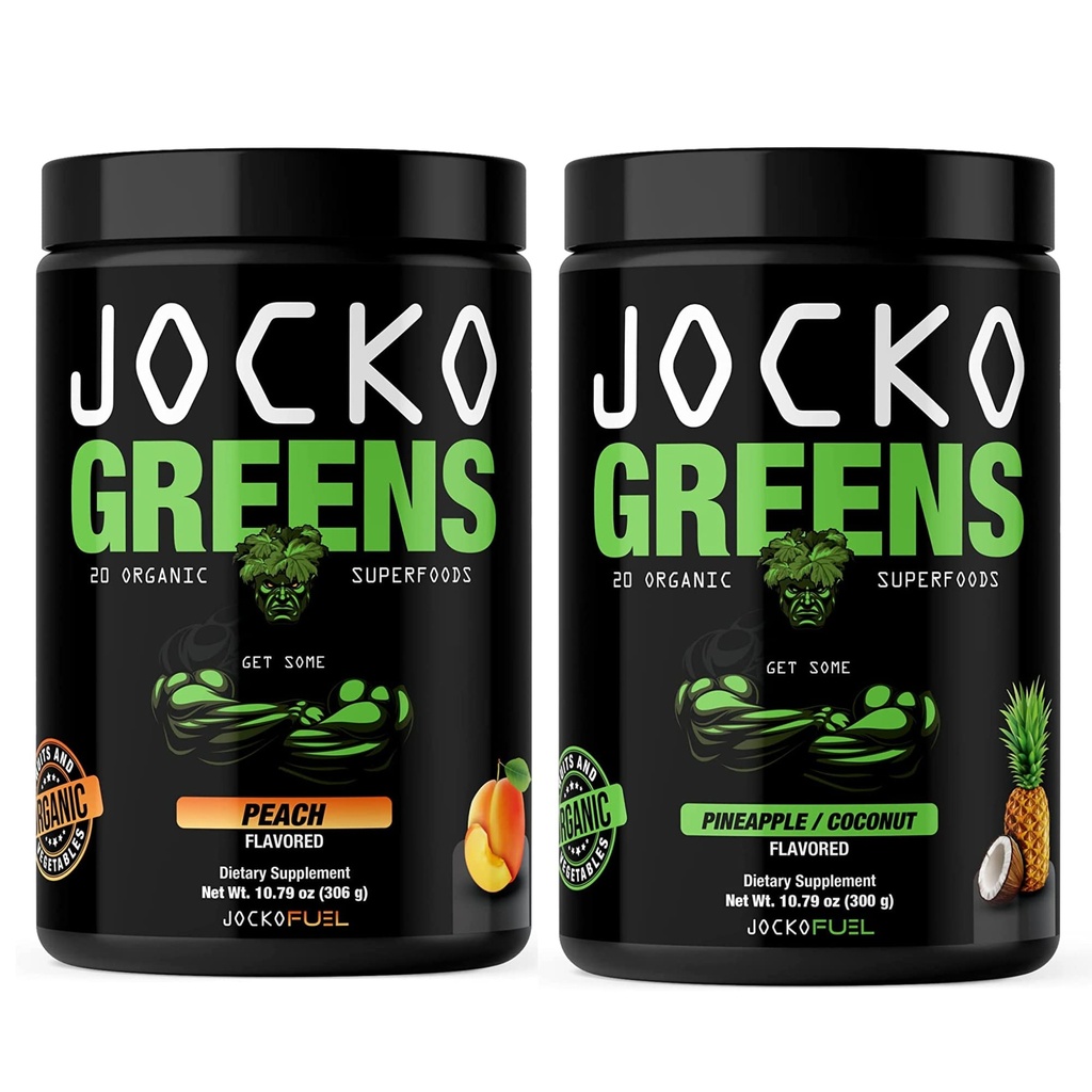 Jocko Paliwo Zielone w proszku Bundle - Zielony i Superfood Proszek do zdrowego zielonego soku - Keto Friendly z Spirulina, Chlorella, Enzymy Digestive, & Probiotyki - 60 Służenia