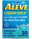 Aleve Reliever Pain & Fever Reducer Płynne żele, Naproxen Sodu, Ulga bólowa, 20 Count