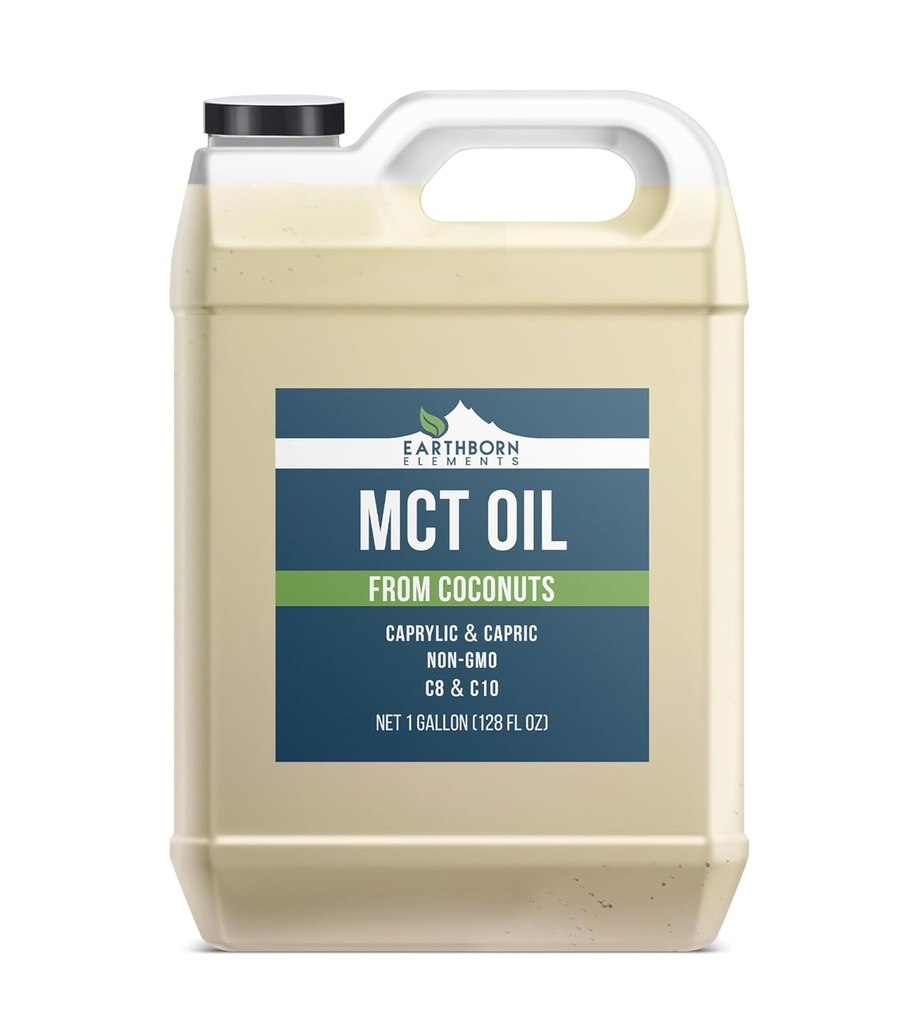Earthborn Elements MCT Oil 1 Gallon, Czysty i Nierozcieńczony, Olej kokosowy, Trigliceryd kaprylowy