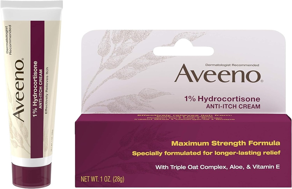 Aveeno 1% Hydrokortyzon przeciw Itch Cream, maksymalna moc