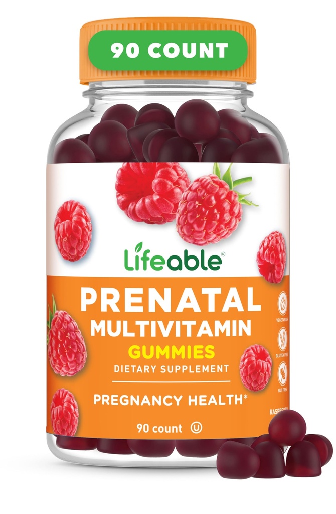 Żywotna multiwitytamina prenatalna z żeliwem i choliną 124; Witaminy prenatalne o dużym smaku dla kobiet 124; żele prenatalne o niezmodyfikowanym działaniu wegetariańskim 124; gumki gumowe 90