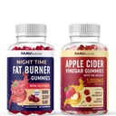 MAV NUTRITION Night Time Fat Burner Gummies i Jabłko Cydr Gummies Vinegar 124; Night, Metabolizm Boost & Weight Management Gummy Bundle Gummy 124; 30 Służenia każdy
