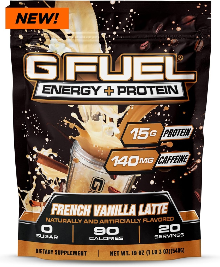 G Białko paliwa + Energy Drink Powder, Przed treningiem Kofeina Mix do gry, bezcukrowy Amino Focus, Witamina + Przeciwutleniacze, 19oz (Francuski Vanilla Latte, 20 Służenia)