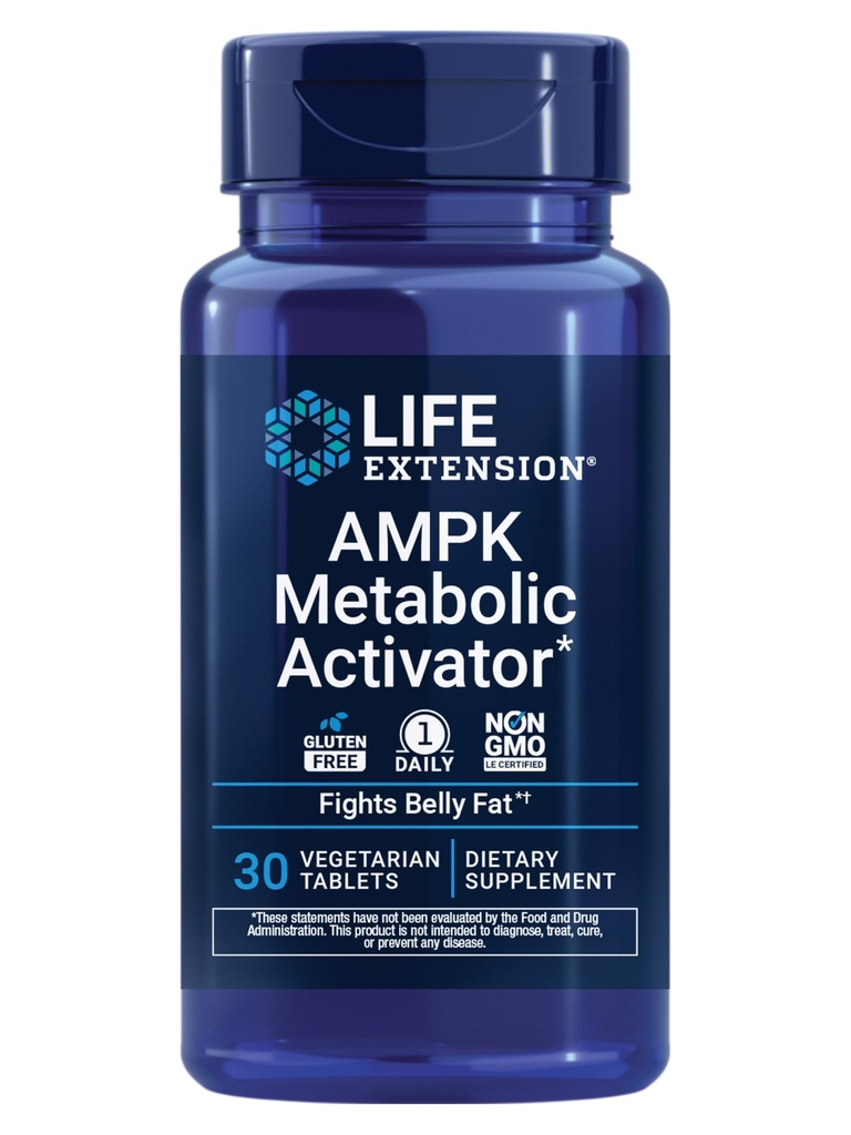 Life Extension AMPK Metabolic Activator *, Hesperidin, G. pentahyllum, Walka niechciany tłuszcz brzuszny, Target Total Fat, Gluten- Free, Wegetarianin, 1-Daily, Non-GMO, 30 Tabletki