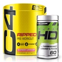 C4 Ripped & SuperHD, Thermogenic Bundle, C4 Ripped pre Workout Proszek, Lemoniada malinowa 30 Służenia + SuperHD z Capsimax i Green Tea Extract, 60 Służenia