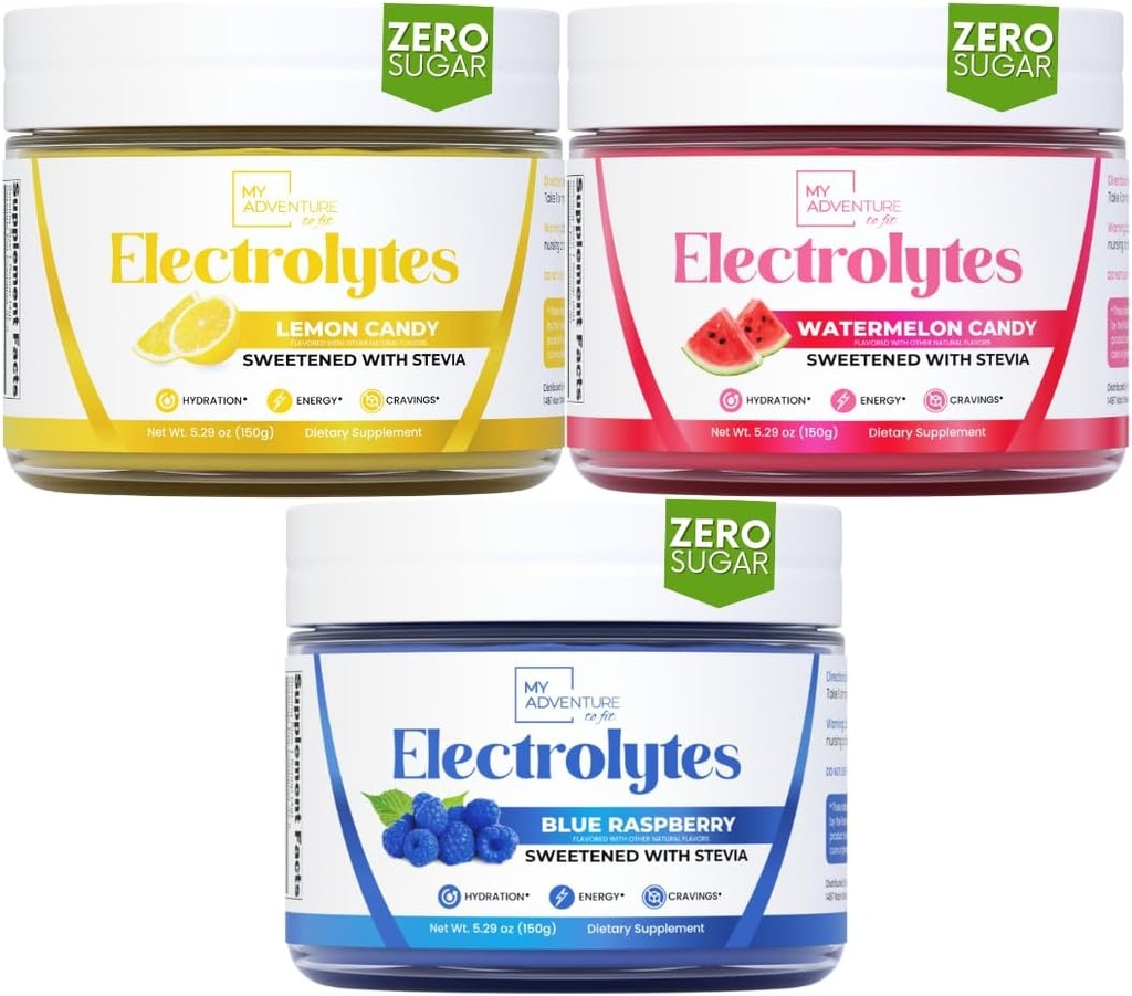 My Adventure to Fit Blue Raspberry, Lemon Candy, Watermelon Candy Electrolytes Bundle