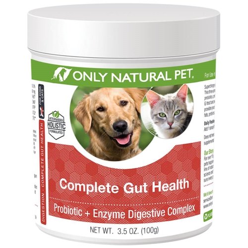 Tylko naturalny Pet Complete Gut Health Complex - Probiotyki i suplement enzymatyczny dla psów i kotów - Promotes Healthy Trawienie, System immunologiczny, Wchłanianie składników odżywczych - Made in USA -3.5oz Proszek