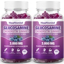 2 Packs 3000mg Glucosamine Chondroitin Gummies with MSM & Elderberry - Extra Strength Joint Health, Flexibility, Antioxidant Immune Support Supplement Gummy for Adults, Men & Women 120 Cts