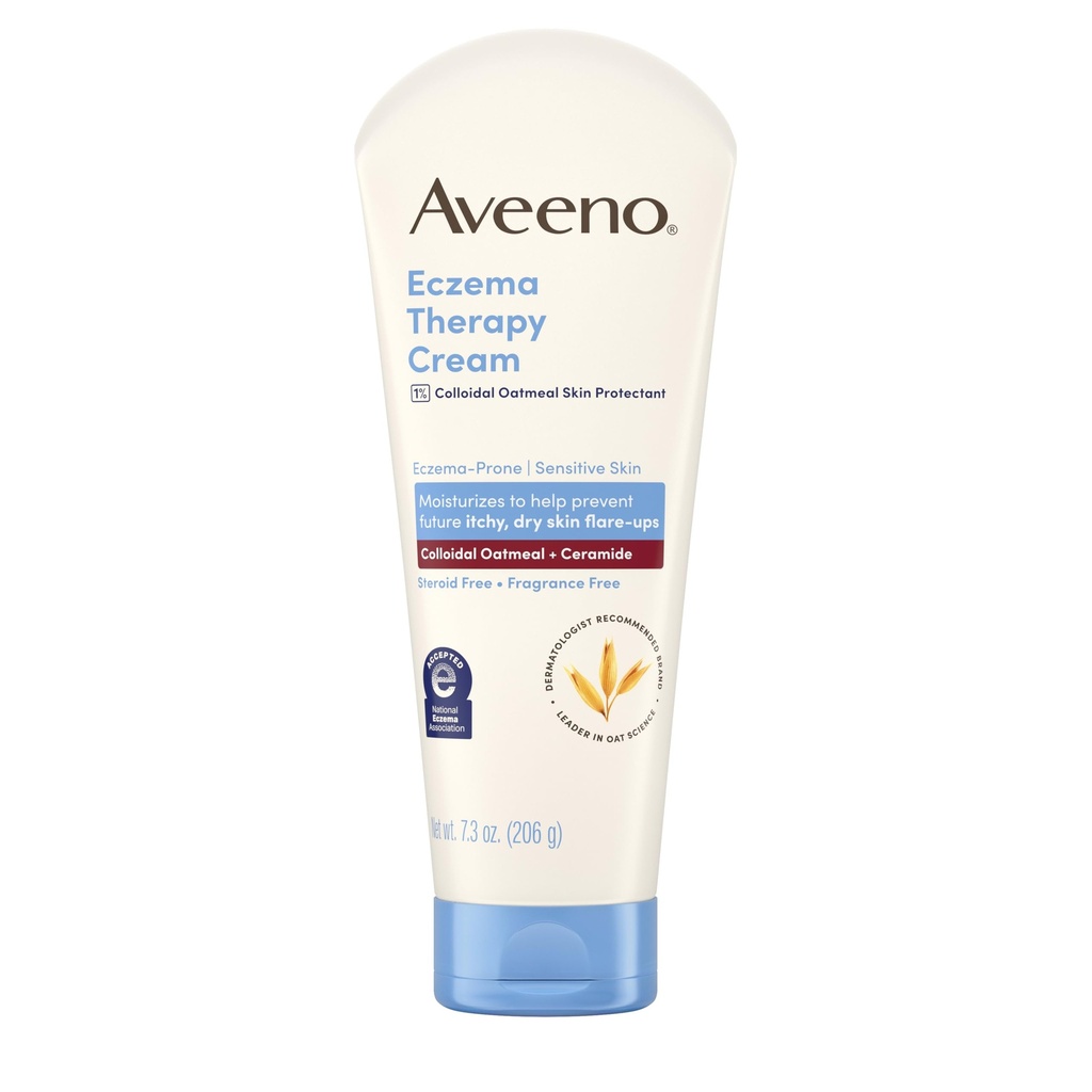 Aveeno Eczema Therapy Daily Moisturising Body Cream for Sensitive Skin, Soothing Eczema Relief Cream, Colloidal Oatpean & Ceramid for Dry & Swędzacz Skóra, Steroid- & Fragrance- Free, 7.3 oz