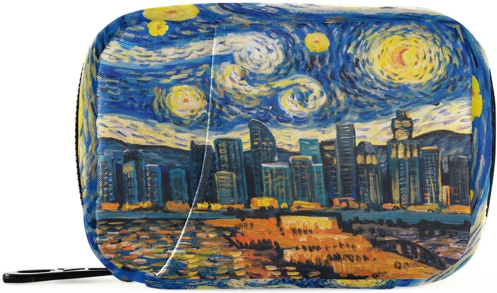 Pudełko 7 dni Starry Night Sky City Pill Case Bag Travel Pill Organizer Bag z Zipper Portable Weekly Case Compact Rozmiar dla posiadacza suplementu witaminy