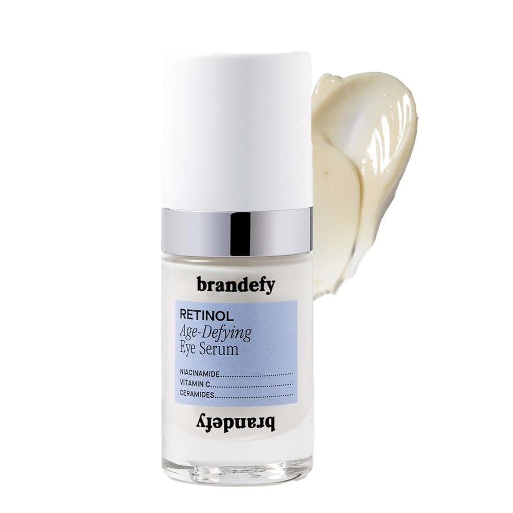 Brandefy Retinol + Niacynamid Antystarzejące się serum - pod kremem do oczu dla ciemnych kręgów i zmarszczek - Peptyd, kofeina, Witamina C E krem do oczu - Made in The USA (O.5 Oz)