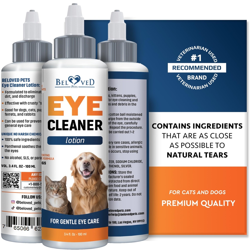 Wszystkie zwierzęta domowe krople do mycia oczu dla Relieve Pink Eye, objawy alergii, Zakażenia & Runny, Suchość oczu - Leczenie wolne od farby pomaga zapobiec otarcia, podrażnienia i zapalenie spojówek