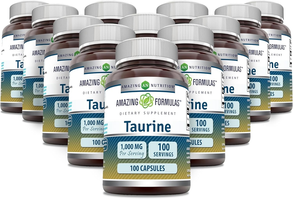 Amazing Supples Tauryna 1000mg Kapsułki Amino Acid Supplement Equipment 124; Non- GMO Equipment 124; Gluten Free Equipment 124; Made in USA (100 Count Equipment 124; 12 Pack)