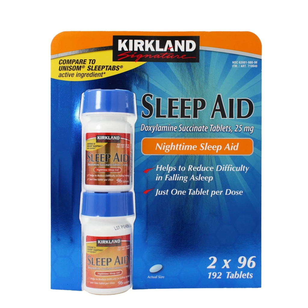 Kirkland Signature Sleep Aid Doksylamina Succinate 25 Mg, 192- Count (Opakowanie po 3)