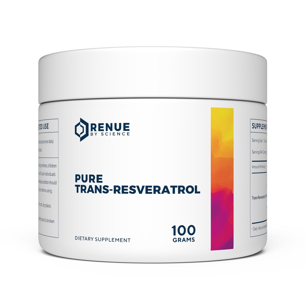Renue By Science Resveratrol Resveratrol Resveratrol Supplement Description 124; 100g Trans Resveratrol Powder Description 124; Reservatrol 200 Day Supply Description 124; Non-GMO & Allergen Free Description 124; Productured in The USA Third- Party Tested