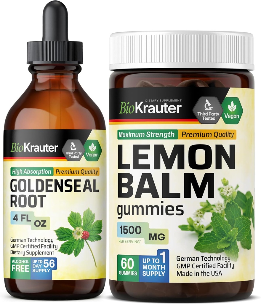 BIO KRAUTER Goldenseal nalewka 4 Fl. Oz. & Lemon Balm 60 Gummies