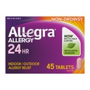 Allegra Adult 24- godzinna ulga alergiczna tabletki, Non- Drowsy Indoor and Outdoor alergy Medicine, 180 mg Fexofenadyna HCI Antihistamine Pill, 45- Count
