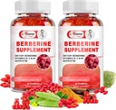Suplement berberyjski bez cukru Gummie, Oryginalny Berberine HCL z Ceylon Cynamon, Quercetin, Multivitamin, Wsparcie immunologiczne i żołądkowo-jelitowe Funkcje & Metabolizm dla kobiet i mężczyzn