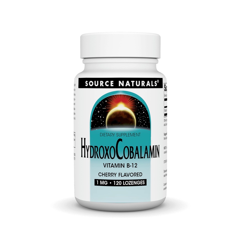 Źródło Naturals HydroxoCobalamin, Witamina B- 12, 1 mg - 120 Cherry Flavored Lozenges