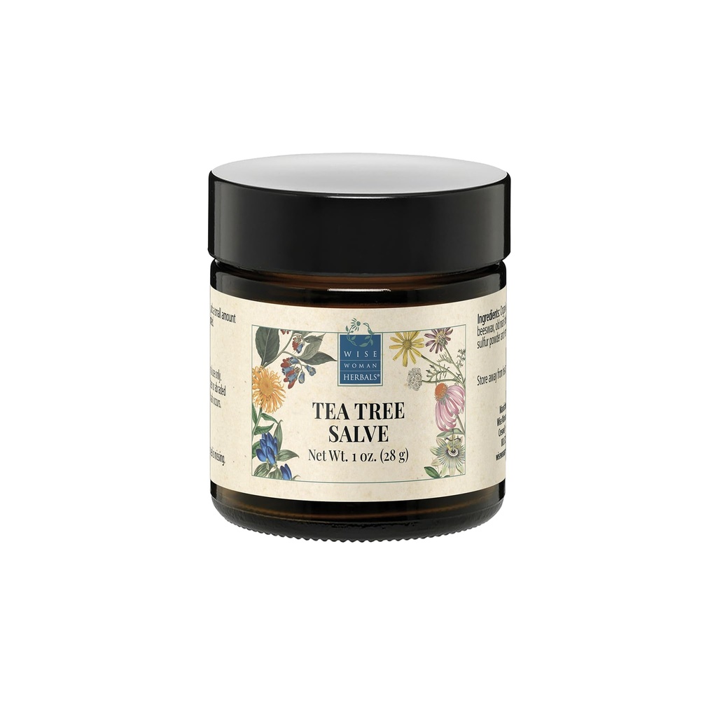 Wise Woman Herbals - Tea Tree Salve - 1 Oz - Promuje normalną zdrową skórę, pomaga pomoc suchą skórę swędzącą i podrażnienie paznokci, paznokci i ciała