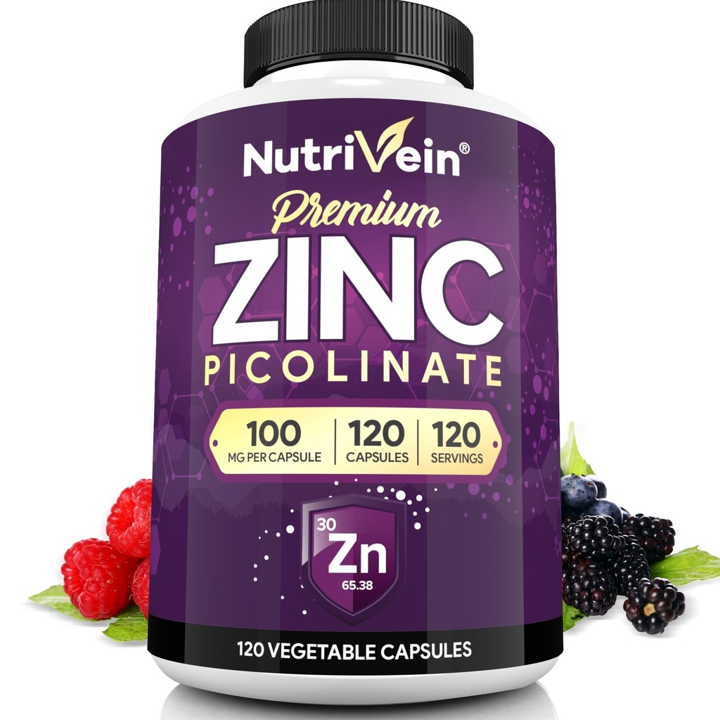 Żywienie Premium Pikolinat cynku 100mg - 120 Kapsułki dla dorosłych: Wysoka Absorpcja Suplementy pikolinatu cynku - Esencjonalna Noracja Ogólnego Wellness - Max Biodostępność