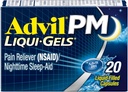 Advil PM Liqui- żele Ból Reliever i Nighttime Sleep Aid, Medycyna przeciwbólowa z Ibuprofenem na ból Relief i difenhydramina HCL na pomoc snu - 20 Kapsułki napełnione płynem - Powrót do College