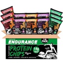 Natural Endurance Protein Chips - Chipsy niskokaloryczne, Wysokie Przekąski Protein, Białko wegańskie z Avocado Oil, 14 g Białko na worek, Gluten Free, Nacho, BBQ, Chili, Tort urodzinowy, Original - Variety Pack, 1.38 Oz Bags (Opakowanie 12)