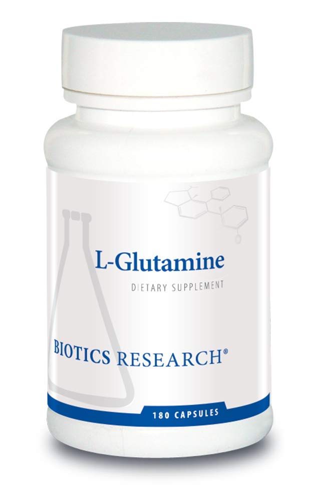Biotics Research L glutamina, zdrowie żołądka i jelit, Gut Lining Support, Optimal Muscle Support, Lean Muscle, Aktywność przeciwutleniająca, Wolna forma aminokwasu. 180 kapsułek