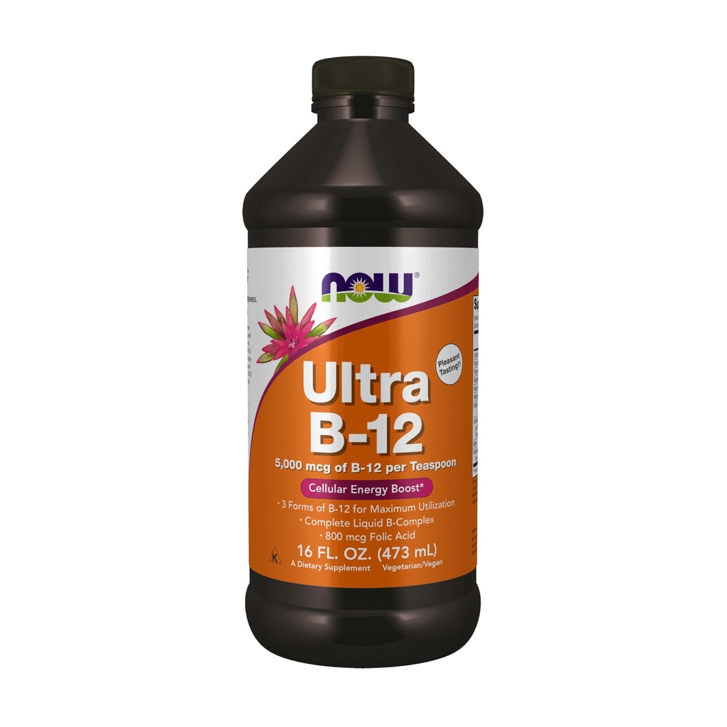 Teraz suplementy żywności, Ultra B- 12, Płyn, 800 µg Kwas foliowy, Produkcja energii komórkowej *, 16- unce