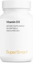 SUPERSMART - Witamina D3 1000 IU na dzień - Witaminy do wzmacniania kości - Protektor komórek 124; Non-GMO & Gluten Free - 150 Softgels