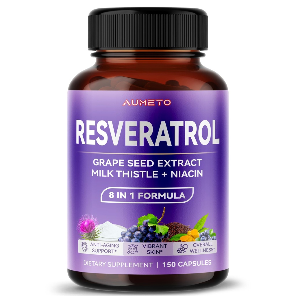 Ultra Resveratrol 8 in 1 Formuła - z ziarnem winogronowym Thistle Niacin (150 Count (Pack of 1))