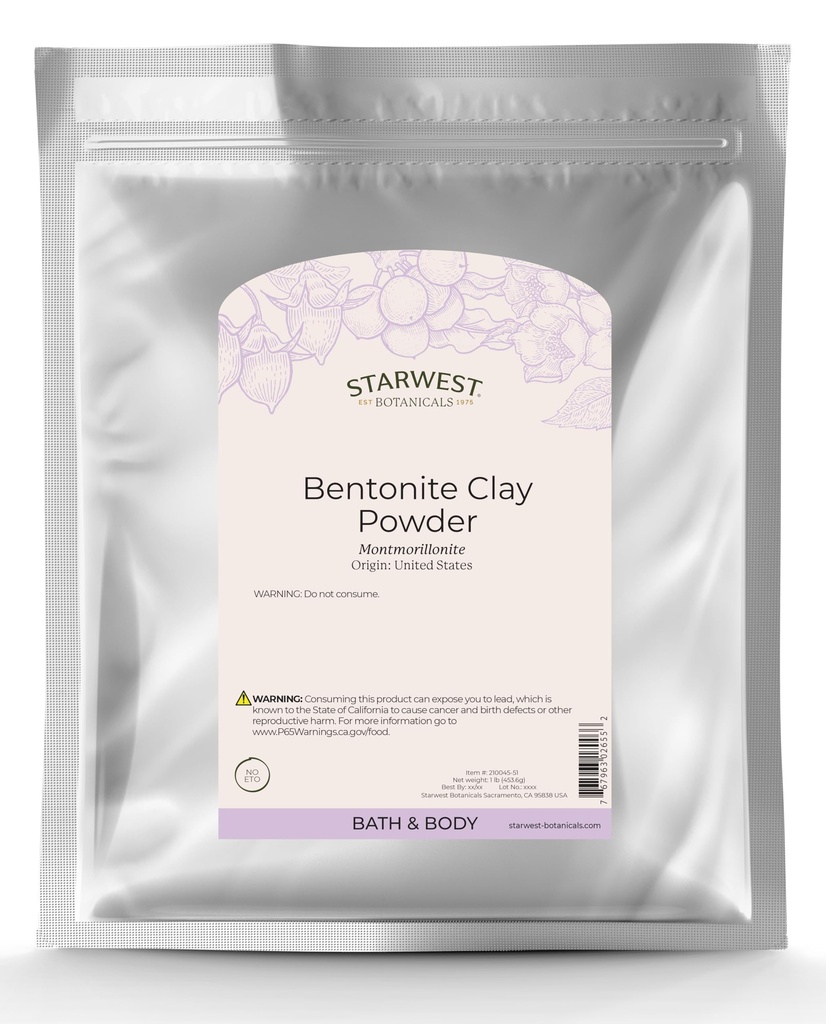 Starwest Botanicals Sodu Bentonit Clay, 1 funt