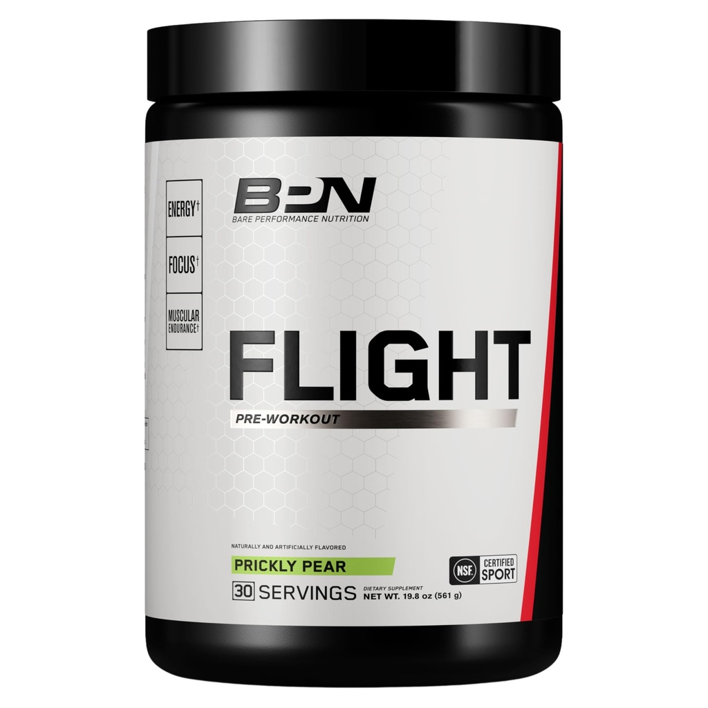 BARE WYMOGI NUTRYFIKACJI BPN Flight pre practikout, Wspiera energię i koncentrację psychiczną, Ulepszony Endurance & Pompy mięśni z CarnoSyn ® Beta Alanine, Printed Pear, 30 Sługi
