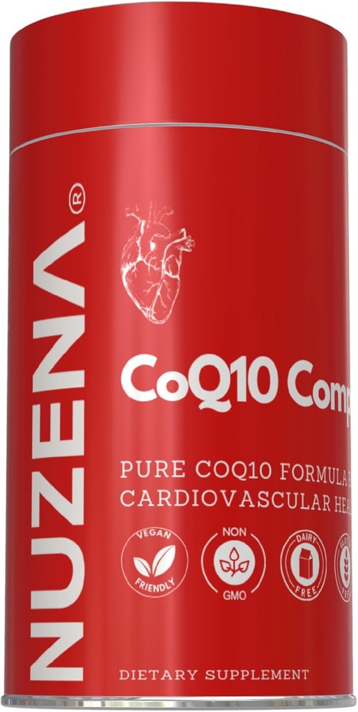 Nuzena Koenzym Q10 200mg Kapsułki, Made in USA Organic Coq 10 Ubichinon for Heart Health, Better Absorption & Potężne przeciwutleniacze (Opakowanie po 30)