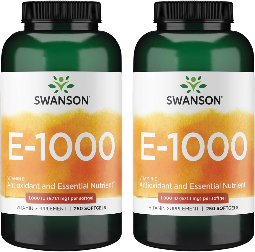 Swanson Natural Witamina E 1000 Iu (671.10 Miligramy) 250 Sgels (2 opakowania)