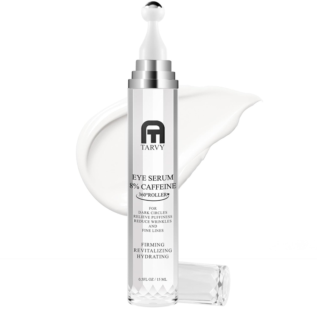 Serum oka, pod kremem do oczu dla ciemnych kręgów, 8% kofeinowe serum do oczu dla kobiet i mężczyzn, krem do oczu anty starzenia się z 360 ° Ball masaż, krem do oczu dla puffness i worki pod oczami, Serum oczu dla grzywny