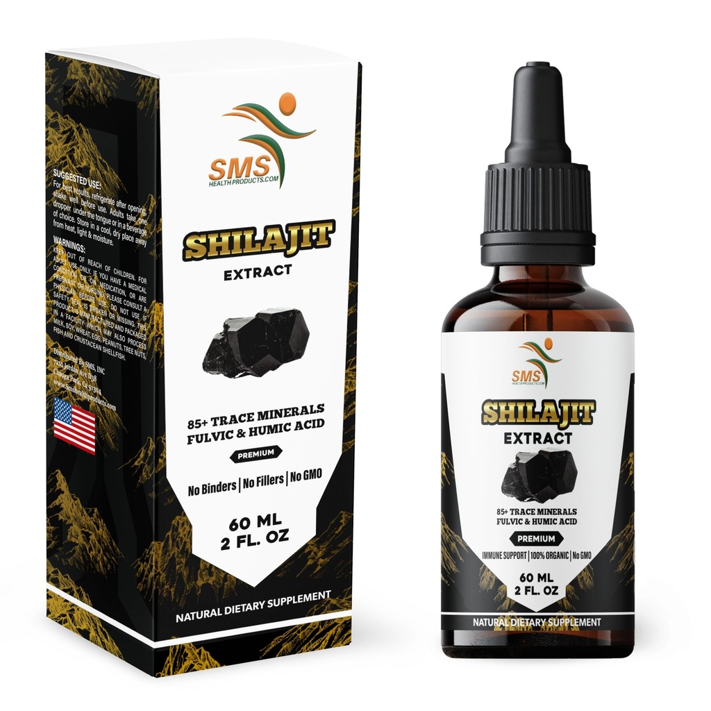Shilajit Pure Himalayan (40% suplement kwasu Fulvic) (Wysoka jakość minerałów śladowych, brak wypełniaczy, produkowany w USA) Dropy 124; Bezalkoholowe nalewka 124; Suplement ziołowy 124; Wegan 124; 2 Fl Oz
