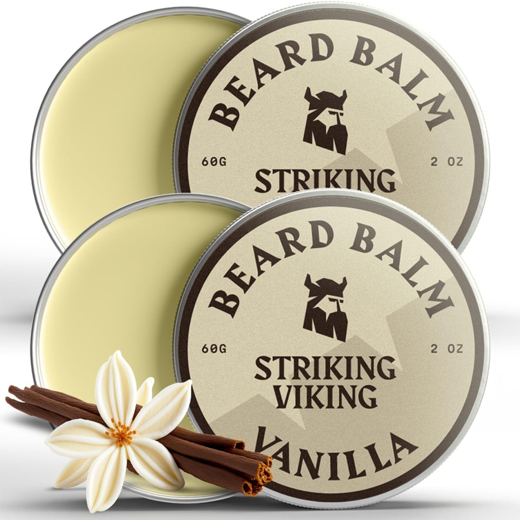 Balsam z brodą Viking dla mężczyzn - Leave in Beard Conditioner - Styling Balon Made with Natural Derived Beard Butter, Argan & Jojoba Oils (2 unce (Pack of 2), Vanilla 2 Pack)