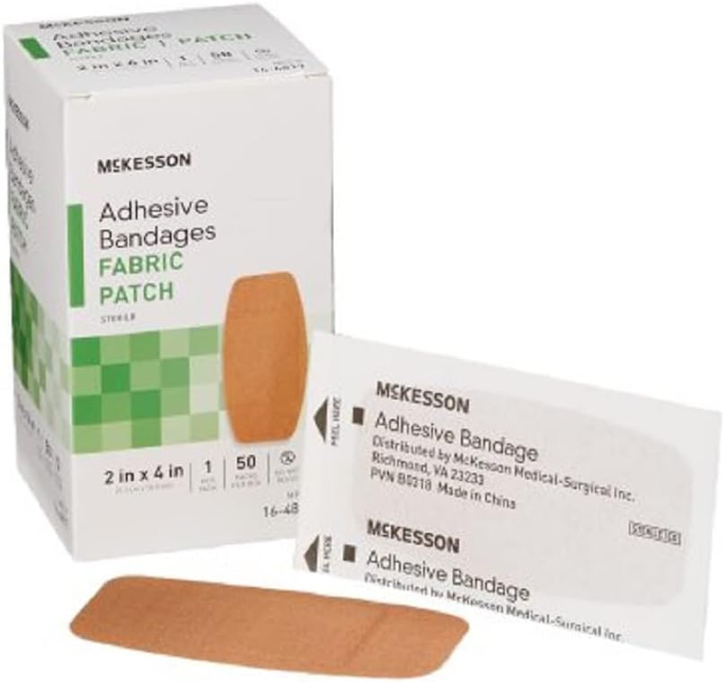 Bandaże przylepne McKesson, sterylne, tkanina patch, 2 w x 4 in, 50 Count, 1 Pack