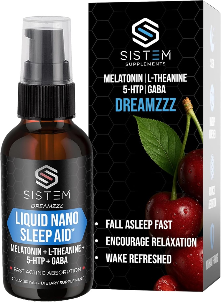 Płynne Nano Sleep Aid Spray Melatonin, GABA, L- Theanine, 5- HTP Suplement mieszanki, Promotes Spokojny, Resteful Sleep & Restoration, Płynny Sen Pomoc dla dorosłych, Dreamzzz przez Sistem