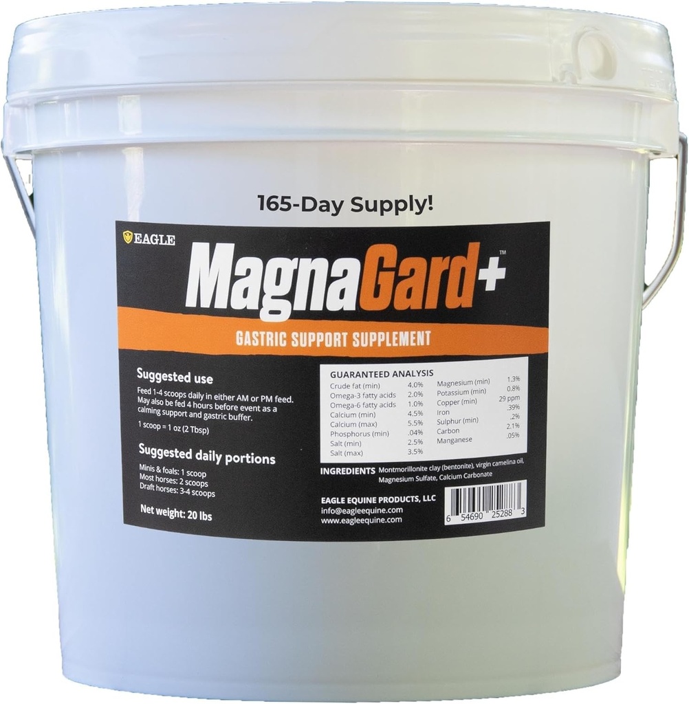 Plus- Gastric Supplement Support Supples for Horses with Omega 3s XI124; Relieves wrzodów, suplement uspokajający, Magnezu i innych minerałów vital XI124; Proszek, 20lb Bucket, 5- Month Supply XI124; przez Eagle Equine
