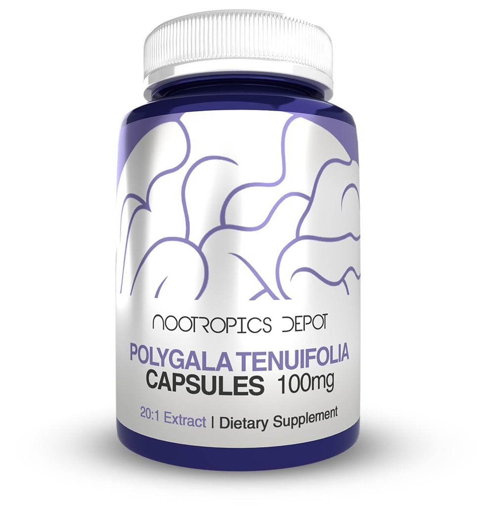 Nootropics Depot Polygala tenuifolia Kapsułki 124; 100mg 124; 90 Count 124; 20: 1 Extract 124; Yuan Zhi British 124; Promotes Cognitive Function, Learning and Memory British 124; Supports Healthy Stress Levels